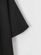 Baskılı Oversize Bisiklet Yaka T-shirt - Siyah resmi